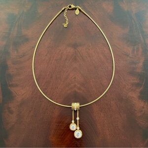 Vintage Nolan Miller Gold Tone & Crystal Statement Pendant Necklace; 16” - 18”